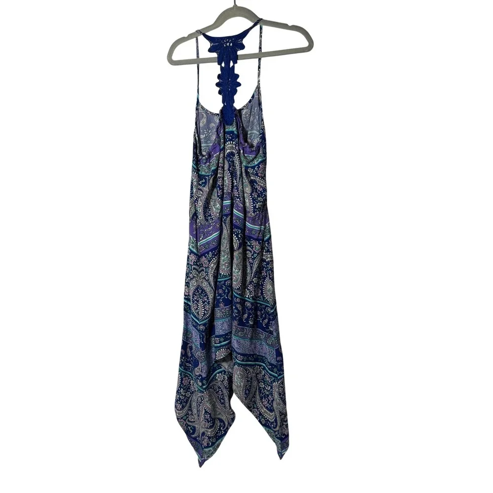 The Childrens Place Girls Blue Purple Paisley Handkerchief Hem Dress XXL 16 - Picture 2 of 3